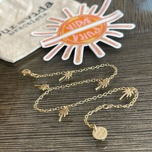 Pura Vida Gold-tone Palm tree Charm Bracelet 8.5”-9.5”
